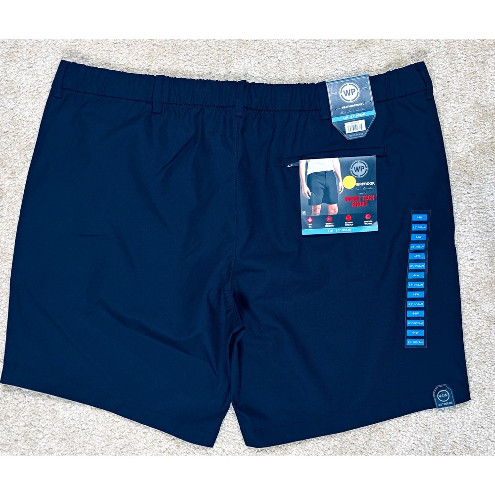 Weatherproof Mens Black Grant Tech Chino Shorts Flat Front Size 44 274334